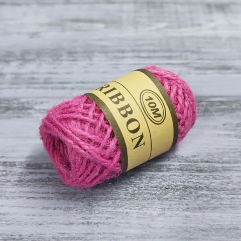 Шпагат джутовый цветной 10 метров, ярко- розовый