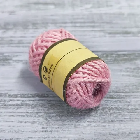 Шпагат джутовый цветной 10 метров, светло-розовый