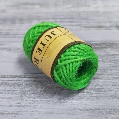 Шпагат джутовый цветной 10 метров, ярко- зеленый