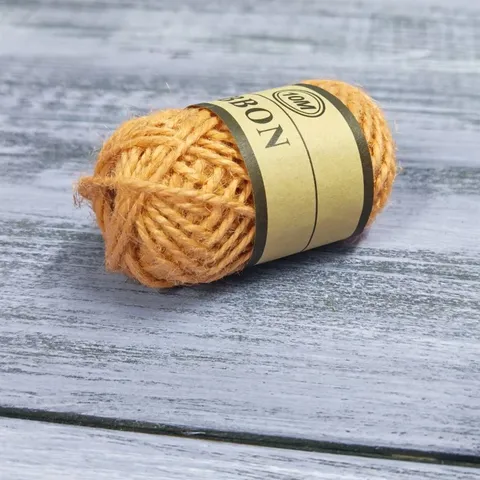 Шпагат джутовый цветной 10 метров, горчичный