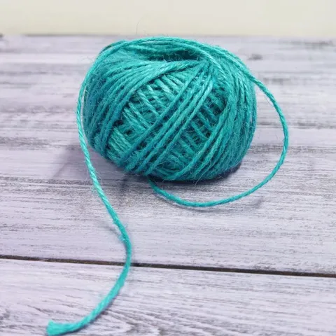 Шпагат джутовый цветной 50 метров, бирюзовый