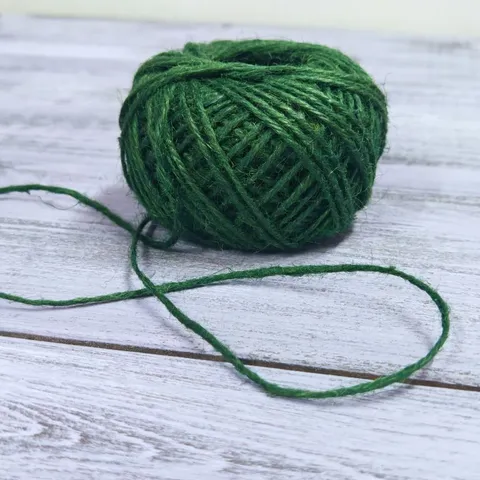 Шпагат джутовый цветной 50 метров, темно-зеленый