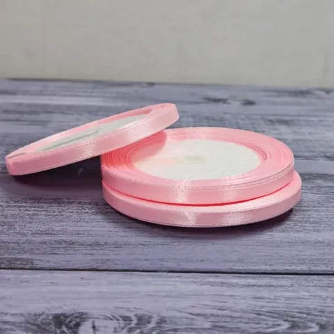 Атласная лента 6 мм длина 22,5м, нежно- розовый