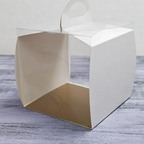 Коробка для 1 капкейка 10*10*10 с пластиковыми стенками