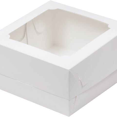 Коробка для бенто-торта окно 16*16*8 белая