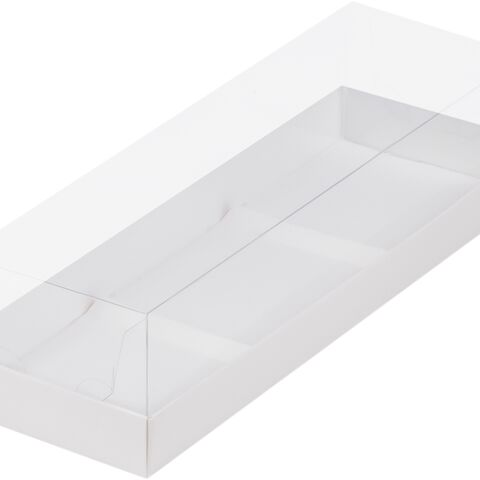 Коробка под муссовые пирожные с пластиковой крышкой 29*9,5*8 на 3шт