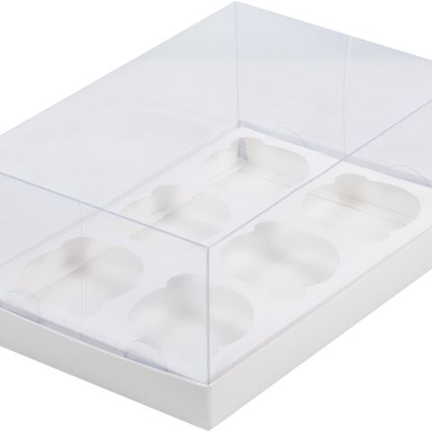 Коробка под 6 капкейков ПРЕМИУМ с прозрачным куполом и ложементом