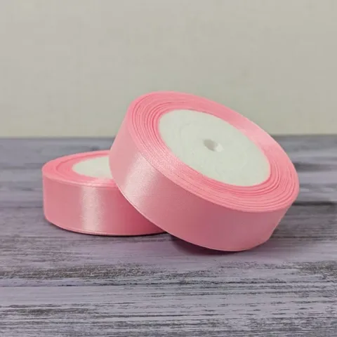 Атласная лента 25мм длина 22,5 м розовая