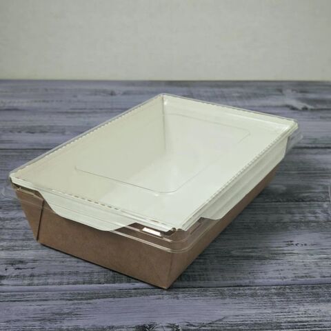 Салатник бумажн. с пластиковой кр. 800 мл. крафт 16,5*12*6,5 см. 1/40 шт