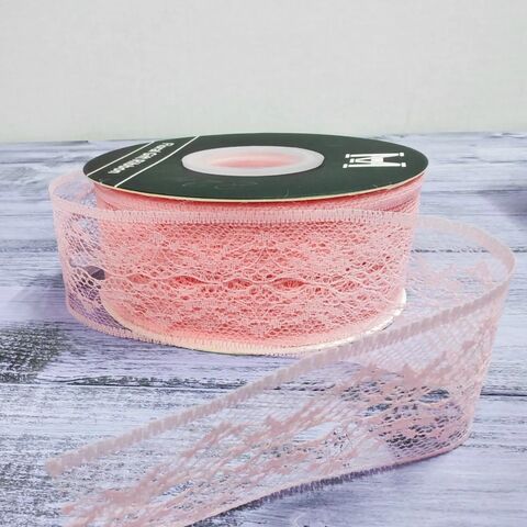 Лента кружевная 3,5см, 5м, розовая