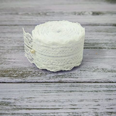 Лента кружевная 2,5см, 5м, белая