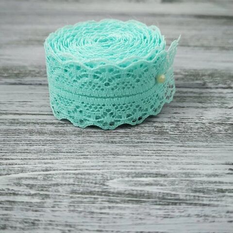 Лента кружевная 3,5см, 5м, голубая