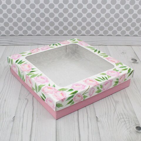 Коробка с окном из МГК 30*30*8 Пионы
