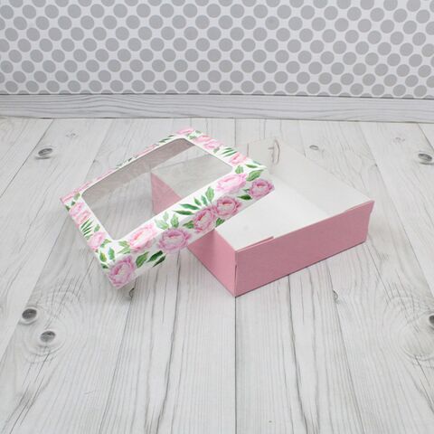 Коробка с окном из МГК 25*25*8 Пионы
