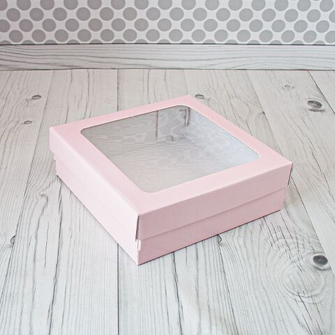 Коробка с окном из МГК 25*25*8 розовая