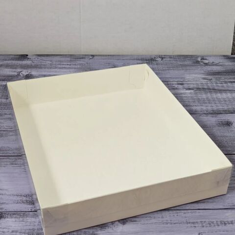 Коробка для клубники в шоколаде с пластиковой крышкой 30*25*5 белая