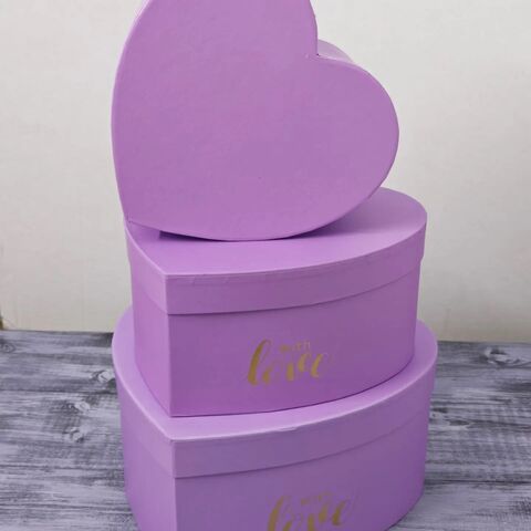 Коробка Сердце 19*18*9, виз лав сиреневая