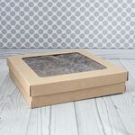 Коробка для кейтеринга из МГК 37*37*8 см с окном, крафт