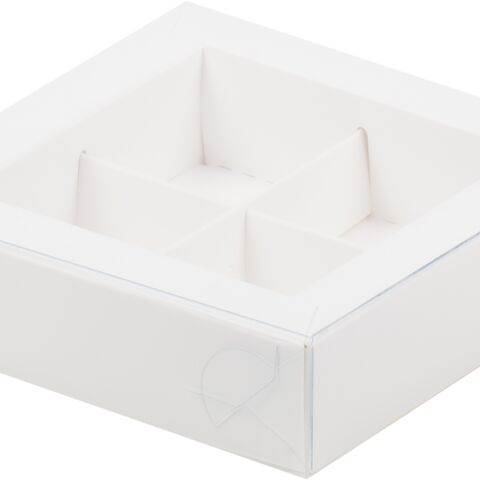 Коробка на 4 конфеты с пластиковой крышкой 12*12*3см