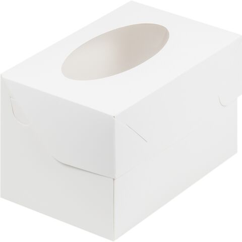 Коробка под 2 капкейка с окном 16*10*10, белая