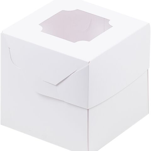 Коробка под 1 капкейк с окном 10*10*10, белая