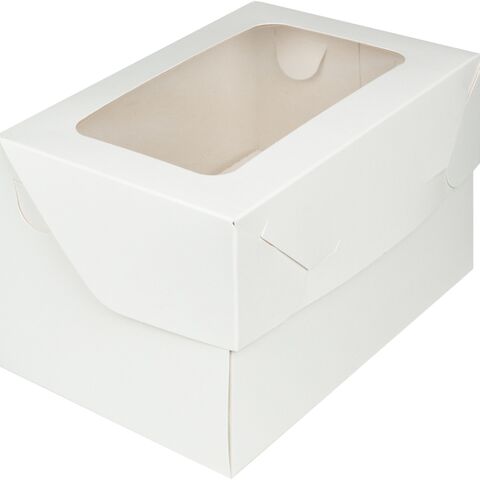 Коробка под 2 капкейка с окном 16*10*10, белая