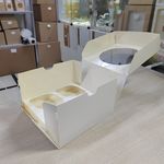 Коробка для 4 капкейков с окном, белая 16х16х10 см.