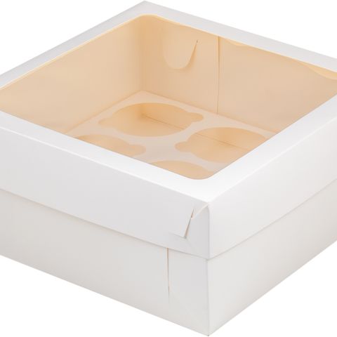 Коробка для 9 капкейков с окном, цвет белый, размер 23 х 23 х 10 см