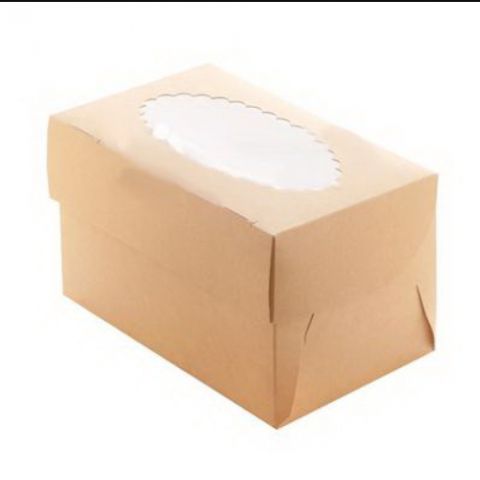 Коробка для 2 капкейков крафт ламинированная с окном 16х10х10
