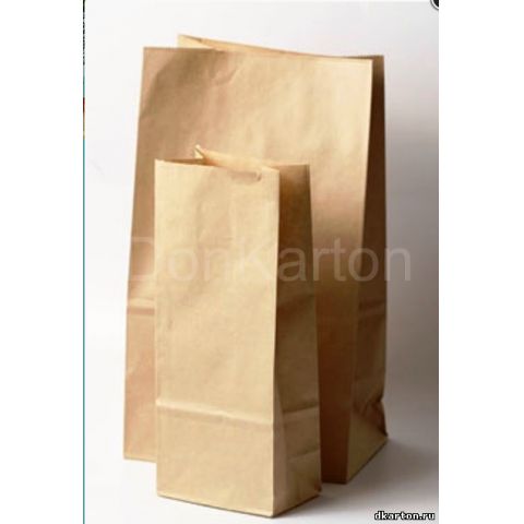 Бумажный крафт пакет, без ручек, размер 12 х 8 х 33см, плотность 70 г/м2